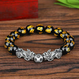 Pixiu Lucky Bracelets for Men Natural Stone Three Styles Elastic Adjustable