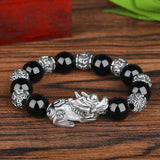 Pixiu Lucky Bracelets for Men Natural Stone Three Styles Elastic Adjustable