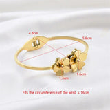 Two Flowers CZ Cuff Bangle Bracelet for Women Girls