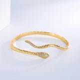 Ladies Copper Zircon CZ Snake Bangles Cuff Bracelets For Women