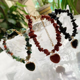 Irregular Gem Stone Bracelet Red Agate Opal Pink Crystal