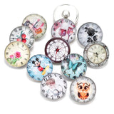 Vintage Clock Pattern Glass Snap Button Charms DIY Bracelet Jewelry