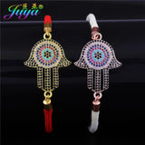 Colorful Zircon Hamsa Fatima Hand Evil Eye Bracelet