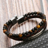 Volcanic Rock Leather Bracelet Punk Multilayer Men's Birthday Gift