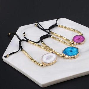 18K Irregular Druzy Stone Bracelet for Women Children Gift