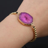 18K Irregular Druzy Stone Bracelet for Women Children Gift