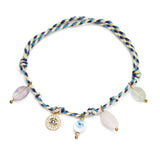 Stone Bead Copper Evil Eye Tassel Bracelet Adjustable Braided Rope Bracelet