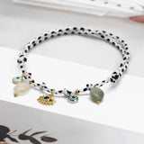 Stone Bead Copper Evil Eye Tassel Bracelet Adjustable Braided Rope Bracelet