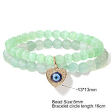 2Pcs/Set Orange Cat Eye Aventurine Bracelets Devil's Eye Charm Pendant Bracelet