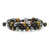 Frosted Stone Gallstone Yellow Tiger Eye Men's Bracelet
