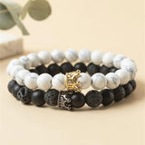 2pcs/pack 6mm Natural Hematite Beaded Bracelet Set