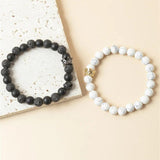 2pcs/pack 6mm Natural Hematite Beaded Bracelet Set