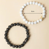 2pcs/pack 6mm Natural Hematite Beaded Bracelet Set