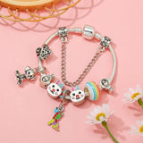 Colorful Rabbit Bead Dog Pendant Charm Bracelet - Snake Chain Girl Jewelry