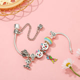 Colorful Rabbit Bead Dog Pendant Charm Bracelet - Snake Chain Girl Jewelry