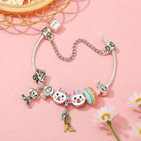 Colorful Rabbit Bead Dog Pendant Charm Bracelet - Snake Chain Girl Jewelry