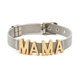 English Letter Beads Stainless Steel Mesh Bracelet MAMA Word Charm Bangle