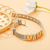 English Letter Beads Stainless Steel Mesh Bracelet MAMA Word Charm Bangle