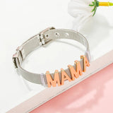 English Letter Beads Stainless Steel Mesh Bracelet MAMA Word Charm Bangle