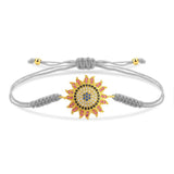 CZ Crystal Sun Charm Bracelet Women Red String Braided Jewelry