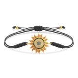 CZ Crystal Sun Charm Bracelet Women Red String Braided Jewelry