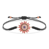 CZ Crystal Sun Charm Bracelet Women Red String Braided Jewelry