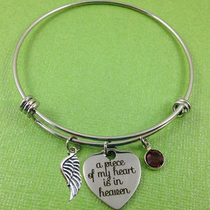 Heaven Bangle Bracelet Birthstone Charm Sympathy Bereavement