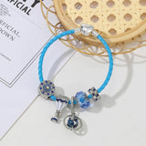 Summer Ocean Hot Air Balloon Charm Leather Bracelet Earth Pendant