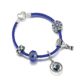 Summer Ocean Hot Air Balloon Charm Leather Bracelet Earth Pendant