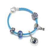 Summer Ocean Hot Air Balloon Charm Leather Bracelet Earth Pendant