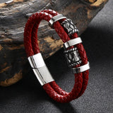 Punk Men Twin Ropes Bracelet Stainless Steel Beaded Button Neutral Accessories