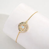 18K Plated Greek Eye Evil Hamsa Bracelet Adjustable Rainbow Chains