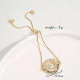 18K Plated Greek Eye Evil Hamsa Bracelet Adjustable Rainbow Chains
