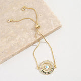 18K Plated Greek Eye Evil Hamsa Bracelet Adjustable Rainbow Chains