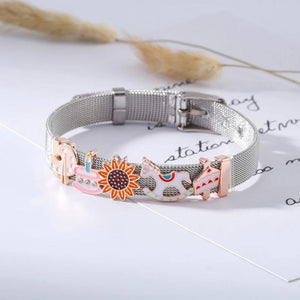 Sunflower Guardian Charm Bracelet Stainless Steel Strap