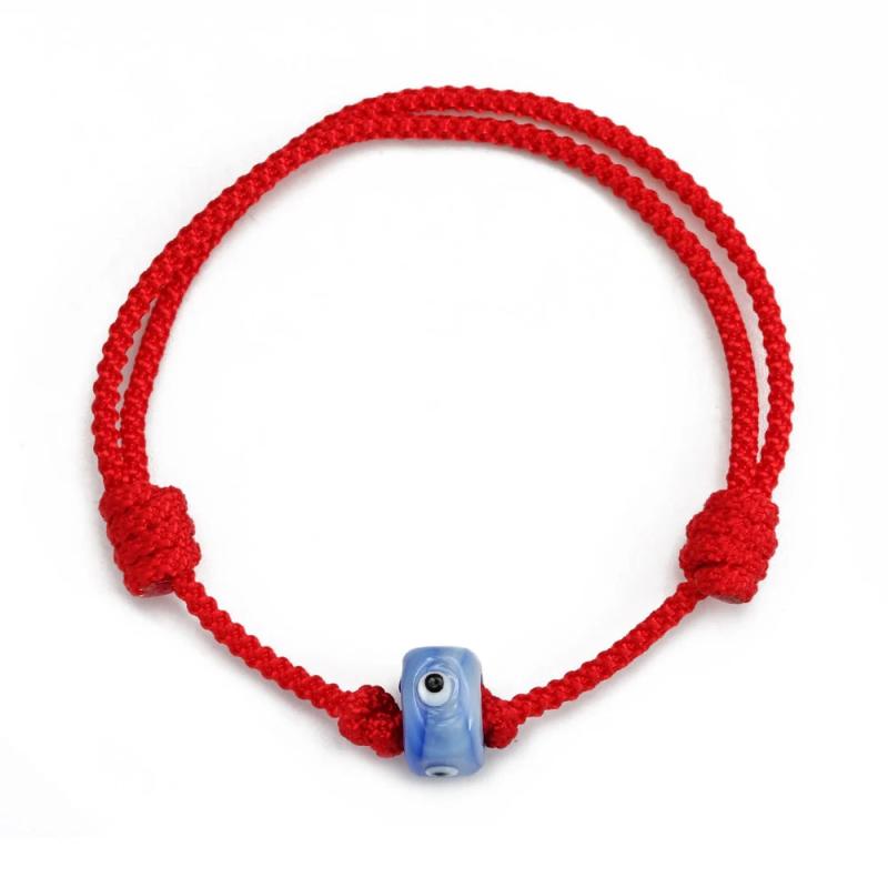 Square Bead Evil Eye Braided Rope Bracelet for Women Girls Men