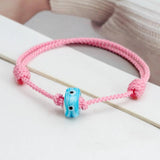 Square Bead Evil Eye Braided Rope Bracelet for Women Girls Men