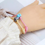 Square Bead Evil Eye Braided Rope Bracelet for Women Girls Men