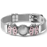 Stainless Steel Mesh Ladybug Bracelet Bangle Gift