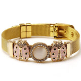 Stainless Steel Mesh Ladybug Bracelet Bangle Gift