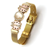 Stainless Steel Mesh Ladybug Bracelet Bangle Gift