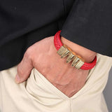 Men's Punk Bullet Bracelet Red Leather Bangle