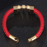 Men's Punk Bullet Bracelet Red Leather Bangle