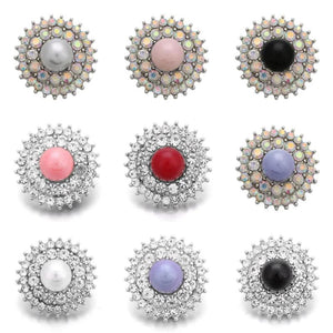6Pcs Simulated-pearl Snap Jewelry Crystal Button For 18MM Snap Bracelet