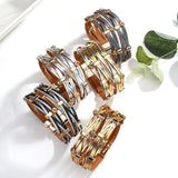 Allye Retro Rhinestone Leather Bracelet Multilayer Cross Wrap Charms