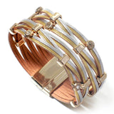 Allye Retro Rhinestone Leather Bracelet Multilayer Cross Wrap Charms