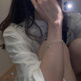 Origin Summer Minimalist Silver Round Bead Cross Charm Bracelet for Women
