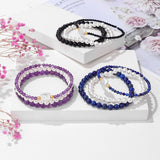 3Pcs Natural Stone Pearls Beaded Bracelets Flat Pearl Charm Bracelet
