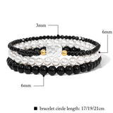 3Pcs Natural Stone Pearls Beaded Bracelets Flat Pearl Charm Bracelet