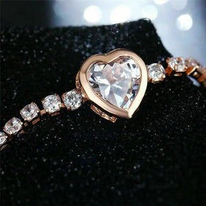 Rose Heart Tennis Charm Bracelet for Women Ladies Chain Bracelets